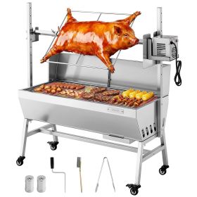 VEVOR Rotisserie Grill, 38W BBQ Outdoor Pig & Lamb Spit Roaster, Charcoal Spit Roaster with 132 LBS Load Capacity & 7-Level Height, Stainless Steel El