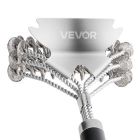 VEVOR Grill Brush and Scraper, BBQ Brush for Outdoor Grills, Stainless Steel Woven Wire, Bristle Free Barbecue Brushes for Porcelain, Charcoal, Grate