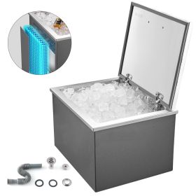VEVOR Drop in Ice Chest, 28"L x 20"W x 17"H Stainless Steel Drop in Cooler, 113.7 Quart Commercial Ice Bin with Flip Lid for Outdoor Kitchen Patio Bar