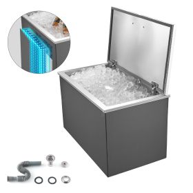 VEVOR Drop in Ice Chest, 28"L x 16"W x 17"H Stainless Steel Drop in Cooler, 87.6 Quart Commercial Ice Bin with Flip Lid for Outdoor Kitchen Patio Bar,