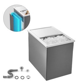 VEVOR Drop in Ice Chest, 18"L x 12"W x 15"H Stainless Steel Drop in Cooler, 28.6 Quart Commercial Ice Bin with Sliding Lid for Outdoor Kitchen Patio B
