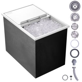 VEVOR Drop in Ice Chest, 27"L x 18"W x 21"H Stainless Steel Ice Cooler, Commercial Ice Bin with Sliding Cover, 40.9 qt Outdoor Kitchen Ice Bar, Drain-