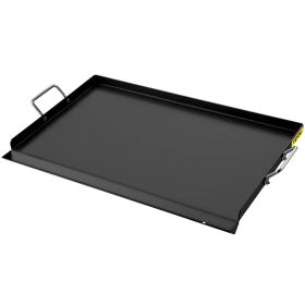 VEVOR Carbon Steel Griddle, 16" x 24" Griddle Flat Top Plate, Griddle for BBQ Charcoal/Gas Gril with 2 Handles, Rectangular Flat Top Grill with Extra