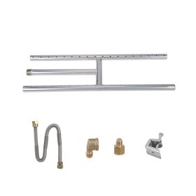 VEVOR 6 x 18 inch Drop-in Fire Pit Pan, Rectangular Stainless Steel Fire Pit Burner, Natural & Propane Gas Fire Pan H-Burner 90,000 BTU for Indoor or