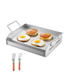 VEVOR Stainless Steel Griddle, 17x13 inch Universal Flat Top Rectangular Plate, Gas Grill Griddle for BBQ Grill, Teppanyaki, Portable Family Cookware