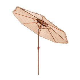 VEVOR Tiki Umbrella, 9 ft Thatched Patio Umbrella with Tilt, 2-Tier Hawaiian Style Beach Parasol with PP Thatch and 8 Metal Ribs, Grass Pool Umbrellas