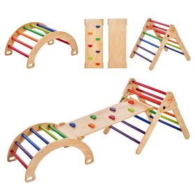 VEVOR Pikler Triangle Set, 5 in 1 Toddler Climbing Toys Indoor Playground, Large Size Wooden Climbing Gym for Toddlers 1-3 Years, Montessori Climbing