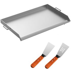 VEVOR Stainless Steel Griddle,32" X 17" Universal Flat Top Rectangular Plate , BBQ Charcoal/Gas Grill with 2 Handles and Grease Groove with Hole_Grill
