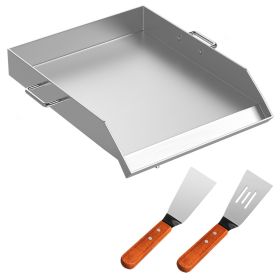 VEVOR Stainless Steel Griddle,18" X 16" Universal Flat Top Rectangular Plate, BBQ Charcoal/Gas Grill with 2 Handles and Grease Groove with Hole_Grills