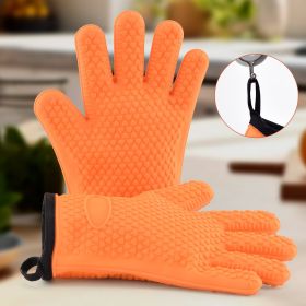 VEVOR Silicone Smoker Oven Gloves, Non-Slip Heat Resident BBQ Grill Gloves with Fingers, Waterproof & Hangable Design, Easy to Clean & Store, for Gril