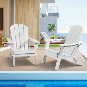 VEVOR Adirondack Chair Plastic, Set of 2 All-Weather Portable Folding Fire Pit Chair, Outdoor Adirondack Patio Chair with Cup Holder, with Relaxing Ar