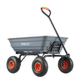 VEVOR Garden Cart, Durable Poly Dump Cart with Simple Assembly Steel Framework, Versatile Dump Cart with Dual-Function Handle, Handy Wheelbarrow with