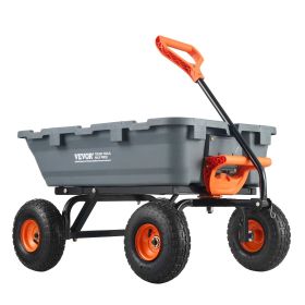 VEVOR Garden Cart, Durable Poly Dump Cart with Simple Assembly Steel Structure, Versatile Dump Wagon with Dual-Function Handle, Handy Wheelbarrow with