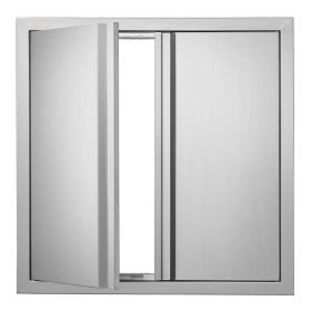 VEVOR BBQ Access Door, 24W x 24H Inch Double Outdoor Kitchen Door, Stainless Steel Flush Mount Door, Wall Vertical Door with Recessed Handles , for BB