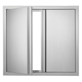 VEVOR BBQ Access Door, 26W x 24H Inch Double Outdoor Kitchen Door, Stainless Steel Flush Mount Door, Wall Vertical Door with Recessed Handles , for BB