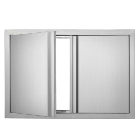 VEVOR BBQ Access Door, 28W x 19H Inch Double Outdoor Kitchen Door, Stainless Steel Flush Mount Door, Wall Vertical Door with Recessed Handles , for BB
