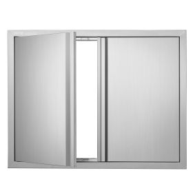 VEVOR BBQ Access Door, 31W x 24H Inch Double Outdoor Kitchen Door, Stainless Steel Flush Mount Door, Wall Vertical Door with Recessed Handles , for BB