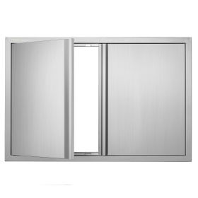 VEVOR BBQ Access Door, 36W x 24H Inch Double Outdoor Kitchen Door, Stainless Steel Flush Mount Door, Wall Vertical Door with Recessed Handles , for BB
