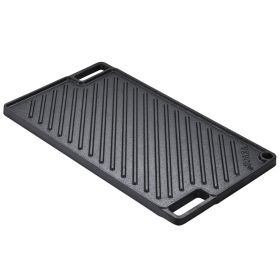 VEVOR Reversible Grill/Griddle, 9.7"x16.7" Pre-Seasoned Cast Iron Griddle, Rectangular Double Burner Griddle Pan, Non-Stick Family Pan Cookware with H