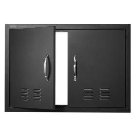 VEVOR BBQ Access Door, 30W x 21H Inch Double Outdoor Kitchen Door, Cold Plate Flush Mount Door, Wall Vertical Door with Handles and Ventss, for BBQ Is