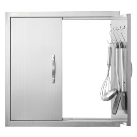 VEVOR BBQ Access Door, 24W x 24H Inch Double Outdoor Kitchen Door, Stainless Steel Flush Mount Door, Double Wall Vertical Door with Handles and Hooks,