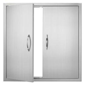 VEVOR BBQ Access Door, 31W x 31H Inch Double Outdoor Kitchen Door, Stainless Steel Flush Mount Door, Wall Vertical Door with Handles, for BBQ Island,