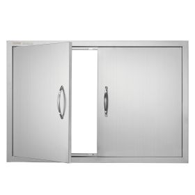 VEVOR BBQ Access Door, 35W x 24H Inch Double Outdoor Kitchen Door, Stainless Steel Flush Mount Door, Wall Vertical Door with Handles, for BBQ Island,