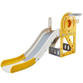 VEVOR Toddler Slide, Kid Slide for Toddlers Age 1-3 w/Climbable Ladders & Basketball Hoop & Storage Space, Indoor Outdoor Slide Playset for Kids Withi