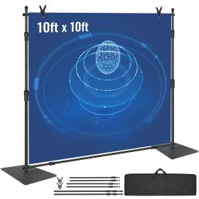 VEVOR 10ft x 10ft Pipe and Drape Kit, Heavy Duty Backdrop Stand with Carbon Steel Base, Adjustable Backdrop Support with 6 Clamps and A Carry Bag for