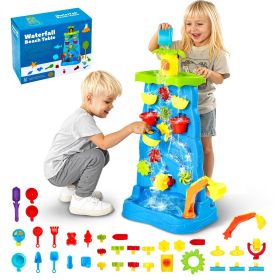 VEVOR Sand and Water Table for Toddlers, Double-Sided Kids Activity Waterfall Playset with 37PCS Accessories, Kids Activity Sensory Table, Outdoor Sum