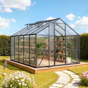 VEVOR 8 x 10 FT Polycarbonate Greenhouse, Heavy Duty Outdoor Green House with Adjustable Vents & Push-Pull Lockable Door, Quick Setup, Aluminum Frame