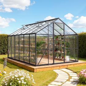 VEVOR 8 x 12 FT Polycarbonate Greenhouse, Heavy Duty Outdoor Green House with Adjustable Vent & Push-Pull Lockable Door, Quick Setup, Aluminum Frame W
