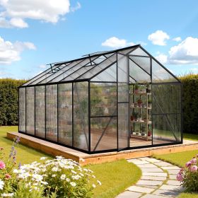 VEVOR 8 x 14 FT Polycarbonate Greenhouse, Heavy Duty Outdoor Green House with Adjustable Vent & Push-Pull Lockable Door, Quick Setup, Aluminum Frame W