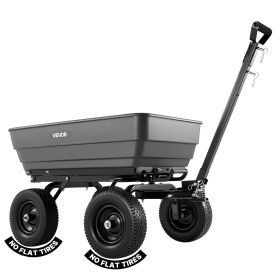 VEVOR Garden Dump Cart, 1200 lbs Poly Dump Cart, 6 Cu. Ft. Garden Carts Dumps Wagon with 2-in-1 Convertible Handle, 90uick-Dumps Mechanism, 180wivel