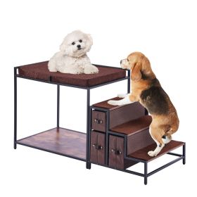 VEVOR Pet Bunk Bed with Stairs, Dog/Cat Window Perch with Storage, Multi-Level Bed Window Perch Dog Bedside Sleeper Couch, Pet Seat Platform for Mediu