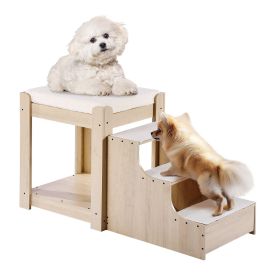 VEVOR Pet Bunk Bed with Stairs, Dog/Cat Window Perch, Multi-Level Bed Window Perch Dog Bedside Sleeper, Lounge Elevated Seat Platform with Foam Cushio