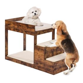 VEVOR Pet Bunk Bed with Stairs, Dog/Cat Window Perch for High Beds and Couches, Medium Multi-Level 3 Step Dog Seat Platform Sleeper Couch, Practical f