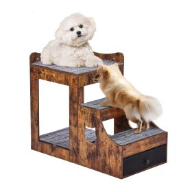 VEVOR Pet Bunk Bed with Removable Stairs, Dog/Cat Window Perch with Storage, Multi-Level Bed Window Perch Dog Bedside Sleeper Couch, Small Pet Seat Pl