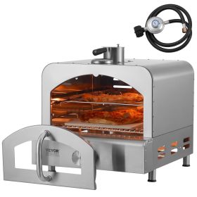 VEVOR Outdoor Pizza Oven, 13" Gas Fired Pizza Maker, Portable Outside Pizza Grill with Thickened Cordierite Pizza Stone and Built-in Thermometer, 430