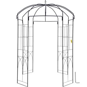 VEVOR Birdcage Shape Garden Arbor, 9' High x 6.6' Wide, Heavy Duty Wrought Iron Arbor, Wedding Arch Trellis for Climbing Vines in Outdoor Garden, La