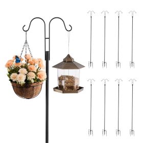 VEVOR Double Shepherds Hooks for Outdoor, 8 Pack 92 Inch Heavy Duty Bird Feeder Pole, 3/4 Inch Thick Garden Hooks for Hanging Hummingbird Feeder, Plan