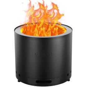 VEVOR Smokeless Fire Pit Stove Bonfire, H: 12.6 in x Dia: 15 in ,Wood Burning Fireplaces with Removable Ash Pan, SUS430 Stainless Steel inner Portable