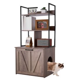 VEVOR Cat Litter Box Enclosure Furniture, 23.6 in Hidden Litter Box Cabinet with Storage Shelves, Modern Style, Waterproof Cat Washroom Side Table Cat