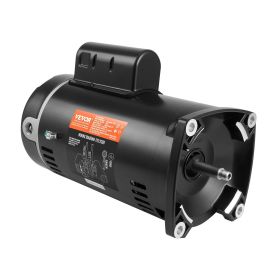 VEVOR 1 HP Pool Pump Motor, 56Y Frame, 115V(9 Amps)/230V(4.5 Amps) 3450RPM, 60Hz, 1.25 Service Factor, 90_F/250V Capacitor, CCW Rotation Square Flange