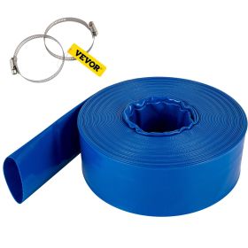 VEVOR Discharge Hose, 3" x 105', PVC Lay Flat Hose, Heavy Duty Backwash Drain Hose with Clamps, Weather-proof & Burst-proof, Ideal for Swimming Pool &