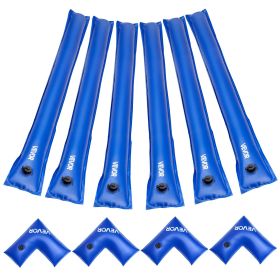 VEVOR Pool Cover Water Bags Set, 6 Packs 8 Ft Single Chamber Pool Cover Water Bags & 4 Corner Tubes, 0.4mm Thick PVC Bag Weights with Leakproof Valve,