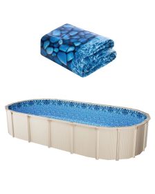 VEVOR 12 x 24 ft Oval Pool Liner, Unibead Above Ground Pool Liners, 52in Wall Height, Durable Standard Gauge Vinyl, Designed for Steel Sided Above-Gro