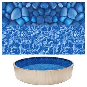 VEVOR 18ft Pool Liner, Round Overlap Swimming Pool Liner for 52 in Wall Height, Premium Vinyl, Easy Install with Leak-Proof Patches, Designed for Stee