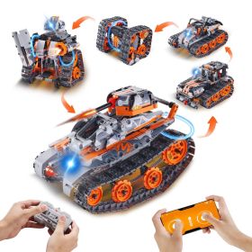 VEVOR STEM Building Toys for Kids, 5-in-1 554 PCS, Remote Control Car Building Kits Remote & APP Controlled Car/Robot/Tank/Rubik's Cube/Snowplow, RC S