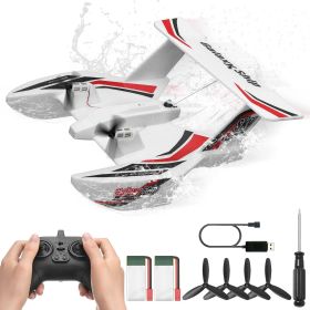 VEVOR RC Plane, 2.4GHZ 3 Channel Remote Control Airplane with 6-Axis Gyro Stabilizer, Ready to Fly Amphibious Aircraft Plane Toy with 2 Batteries, Eas